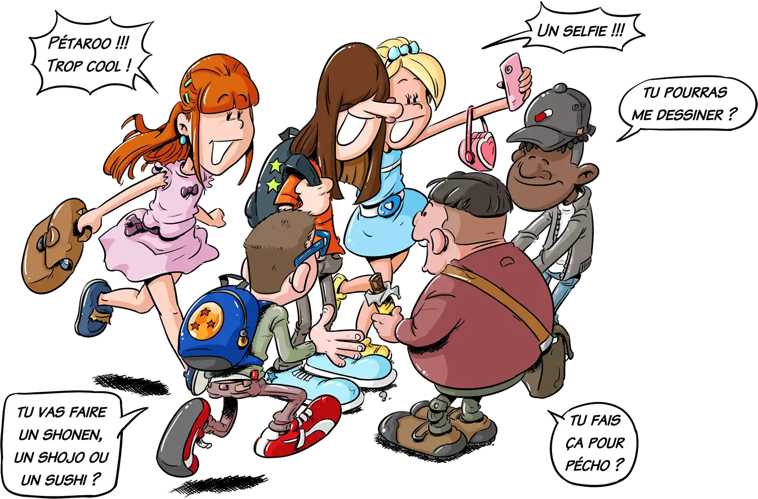 Dessin de Pétaroo la rock star, l'idole des jeunes!