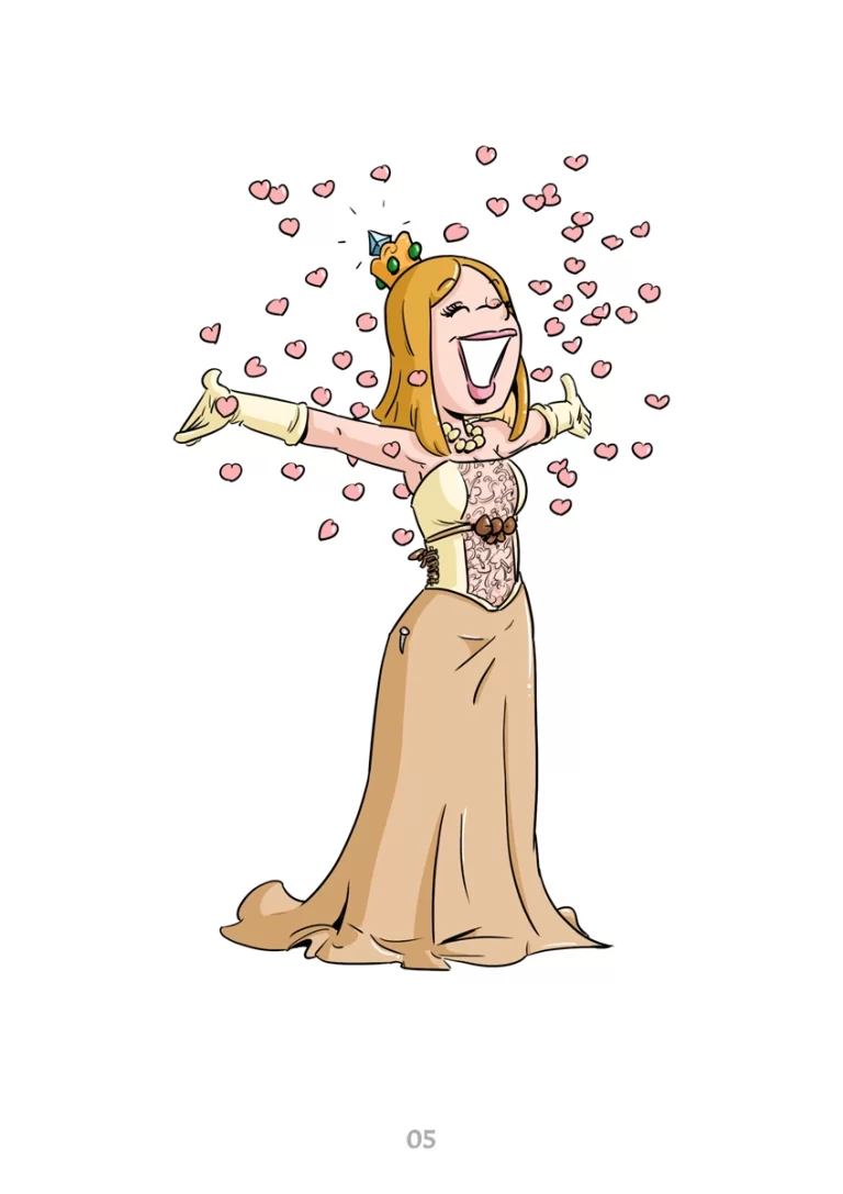 Illustration originale en couleur d'une princesse — exemple de style pour cahier de coloriage personnalisé