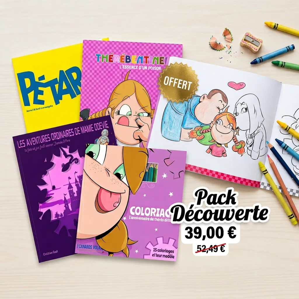 Pack découverte des Canards Volants : les tomes 1 de Thérébentine, Pétaroo et Mamie Odevie, avec le coloriage L'anniversaire de Thérébentine offert.